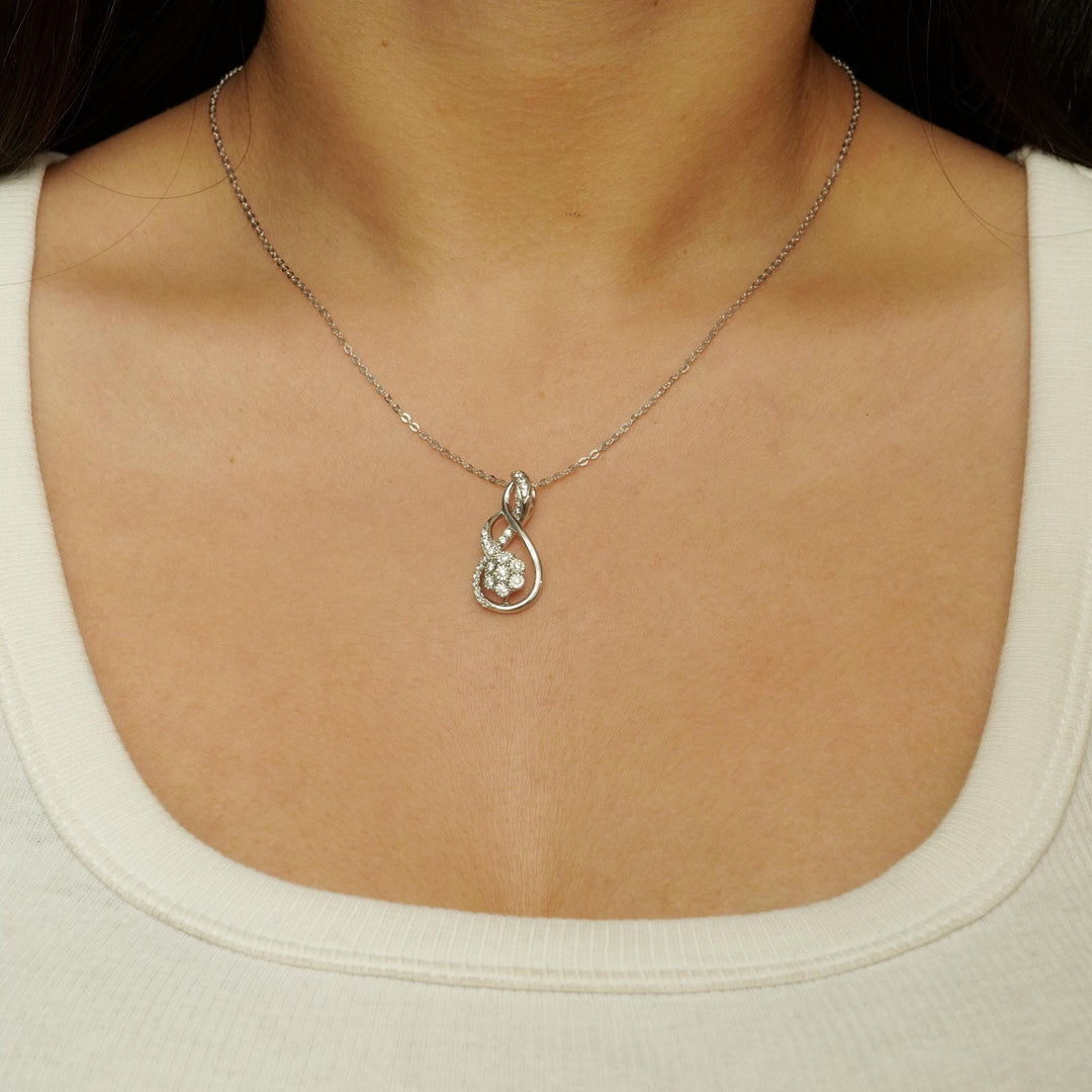 Infinity Swirl Diamond Pendant Necklace, 14k Solid Gold, Natural Diamonds, Minimalistic Everyday Chain Jewelry, Illusion Cluster Pendant