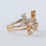 Load image into Gallery viewer, Flower Natural Diamond Split Shank Ring: 14k Solid Gold Two-Toned Cluster Jewellery, Certified Jewelry
