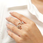 Load image into Gallery viewer, Flower Diamond Cocktail Ring, 14k Solid Gold, Split Shank Ring, Natural Diamonds, Two-Toned Cluster Ring, Statement Jewelry, Gift For Her