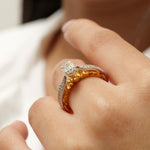 Load image into Gallery viewer, Oval Cluster Natural Diamond Ring: 14k Solid Gold Baguette & Round Illusion Set Ring, HRD Certified, Ready To Ship