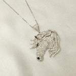 Load image into Gallery viewer, Horse Diamond Pendant Necklace, 14k Solid Gold, Natural Diamond, Majestic Equine Necklace, Animal Equestrian Hip Hop Chain Necklace