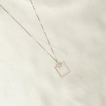 Load image into Gallery viewer, Square Diamond Pendant Necklace, 14k Solid Gold, Natural Diamonds, Geometric Pendant, Minimalist Stacking Chain Necklace
