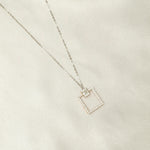 Load image into Gallery viewer, Square Diamond Pendant Necklace, 14k Solid Gold, Natural Diamonds, Geometric Pendant, Minimalist Stacking Chain Necklace