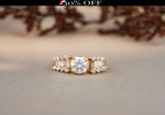Load image into Gallery viewer, Round Solitaire Diamond Ring, Moissanite Engagement Ring, Baguette Diamond, 14k Solid Gold, Side Ladder look, Gift For Her
