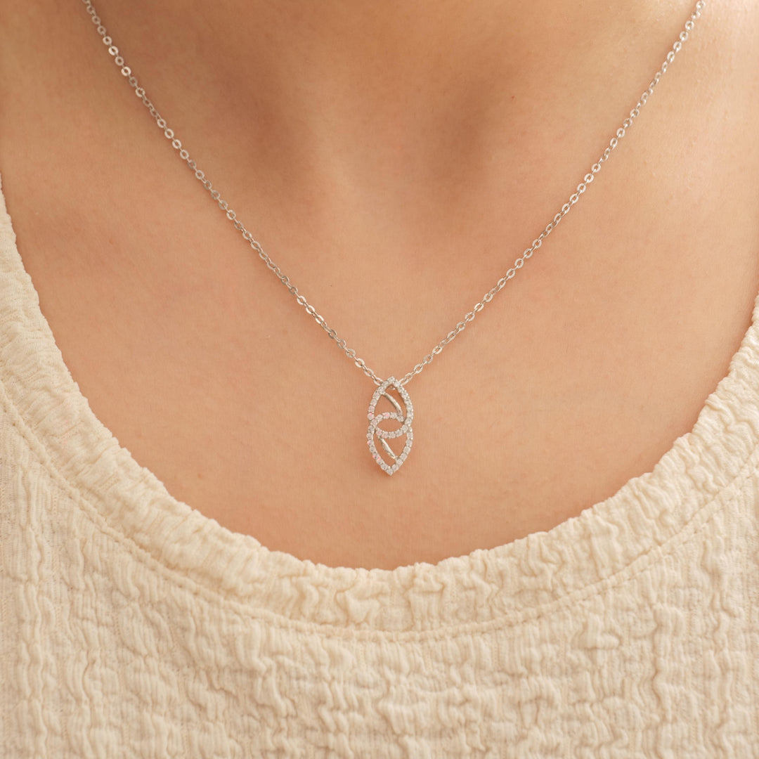 Double Teardrop Diamond Necklace, 14k Solid Gold, Natural Diamond, Intertwined Pear Minimalistic Pendant, Stackable Layering Jewelry