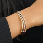 Load image into Gallery viewer, Square Trinity Natural Diamond Bangle Bracelet: 14k Solid Gold Stackable Minimalistic Pave Jewellery, Certified Jewelry