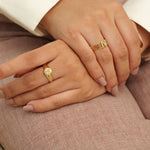 Load image into Gallery viewer, Personalized Medallion Initial Diamond Ring, 14k Solid Gold, Natural Diamonds, Flute Letter Ring, Custom Jewelry, Minimalist Signet Ring