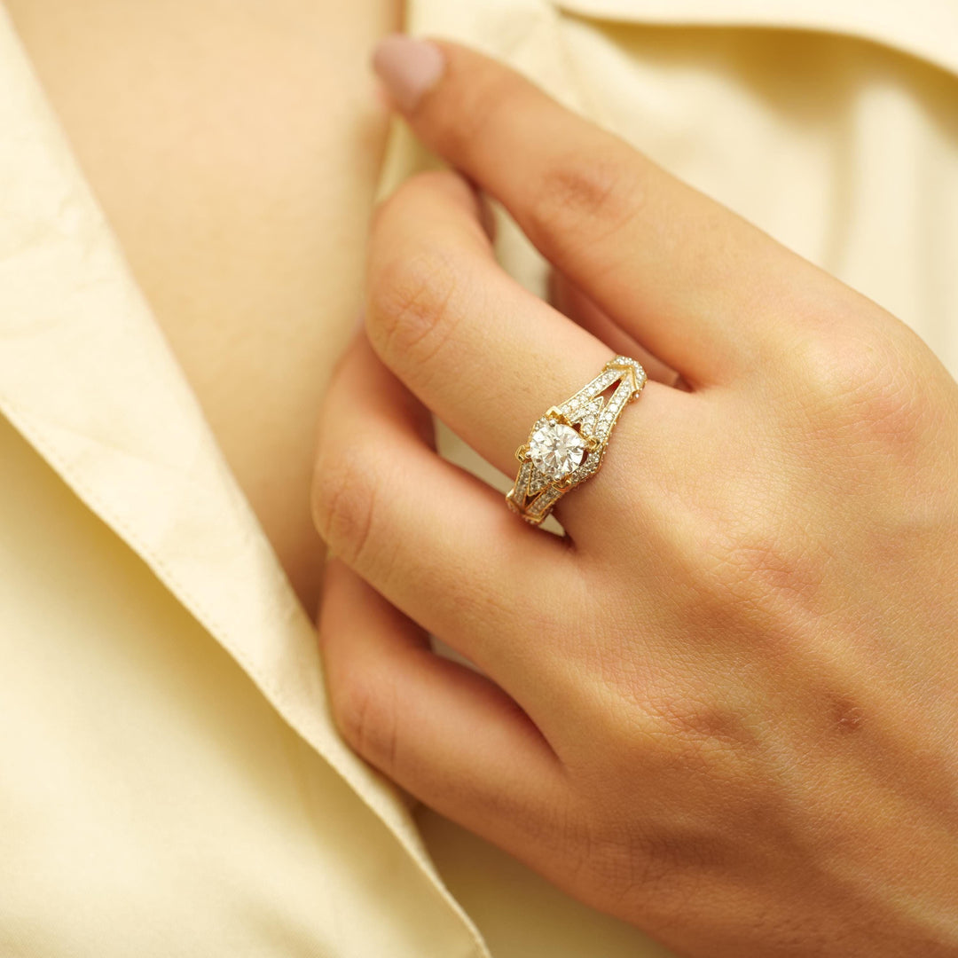 Round Solitaire Diamond Ring, Engagement Ring, 14k Solid Gold, Natural Diamonds, Wedding Bridal Jewelry, Gift For Her