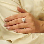 Load image into Gallery viewer, IGI Certified 1.5ct Lab-grown Solitaire Flower Diamond Ring: 14K Solid Gold Cluster Set Engagement Ring