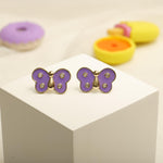 Load image into Gallery viewer, Kids Butterfly Diamond Stud Earrings, 14k Solid Gold With Purple Enameling, Natural Diamonds, Gift for girls, Ready To Ship, HRD Certified