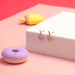 Load image into Gallery viewer, Kids D-Initial Diamond Stud Earrings, 14k Solid Gold, Natural Diamonds, Personalized jewelry, Gift for toddlers/girls/kids, Ready To Ship