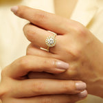 Load image into Gallery viewer, Lab Grown Diamond Engagement Ring with Halo Setting in Solid Gold, Round Solitaire Ring, Bridal Wedding Jewelry, Gift For Her