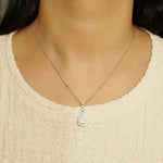 Load image into Gallery viewer, Halo Teardrop Diamond Necklace, 14k Solid Gold, Natural Diamonds, Cluster Set Bridal Chain Pendant, Minimalist Stacking Jewelry