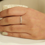 Load image into Gallery viewer, Diamond Promise Band Ring, 14k Solid Gold, Natural Diamonds, Everyday Jewelry, Stackable Ring, Ready To Ship, Women's Day Gift