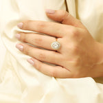 Load image into Gallery viewer, Oval Cluster Natural Diamond Ring: 14k Solid Gold Two-Toned Statement Ring, IGI Certified, Ready To Ship