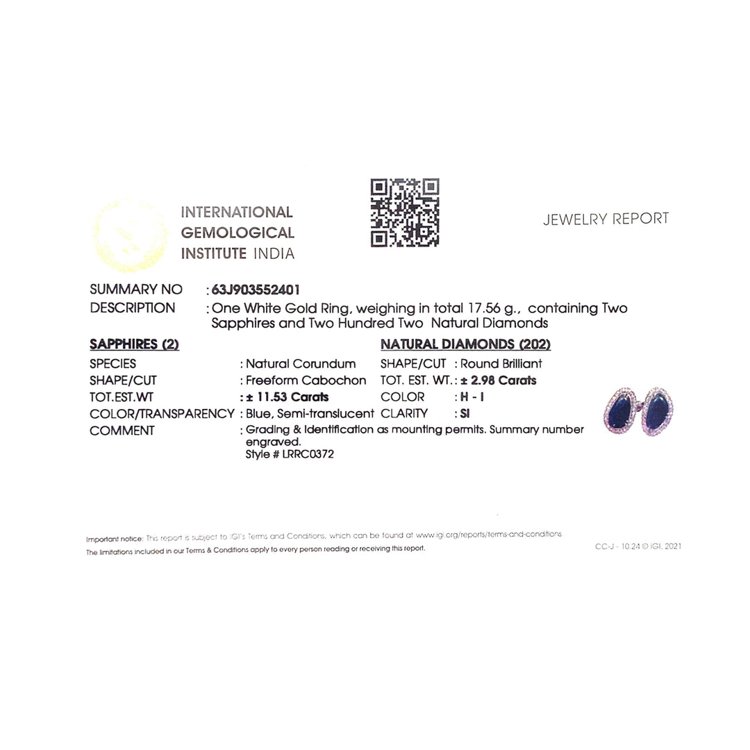 Blue Sapphire Diamond Open Cuff Ring, 14k Solid Gold, Natural Diamonds, Gemstone Ring, Wedding Statement Ring, Ready To Ship, IGI Certified