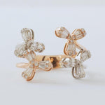 Load image into Gallery viewer, Flower Diamond Cocktail Ring, 14k Solid Gold, Split Shank Ring, Natural Diamonds, Two-Toned Cluster Ring, Statement Jewelry, Gift For Her