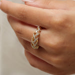 Load image into Gallery viewer, Weave Design Diamond Ring, 14K Solid Gold, Natural Diamonds, Criss Cross Band, Statement Ring, Woven Everyday Band, Gift For Her