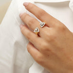 Load image into Gallery viewer, Halo Triangle Diamond Ring, 14K Solid Gold, Open Cuff Ring, Natural Diamonds, Statement Cocktail Ring, Gift for Her Gift For Her
