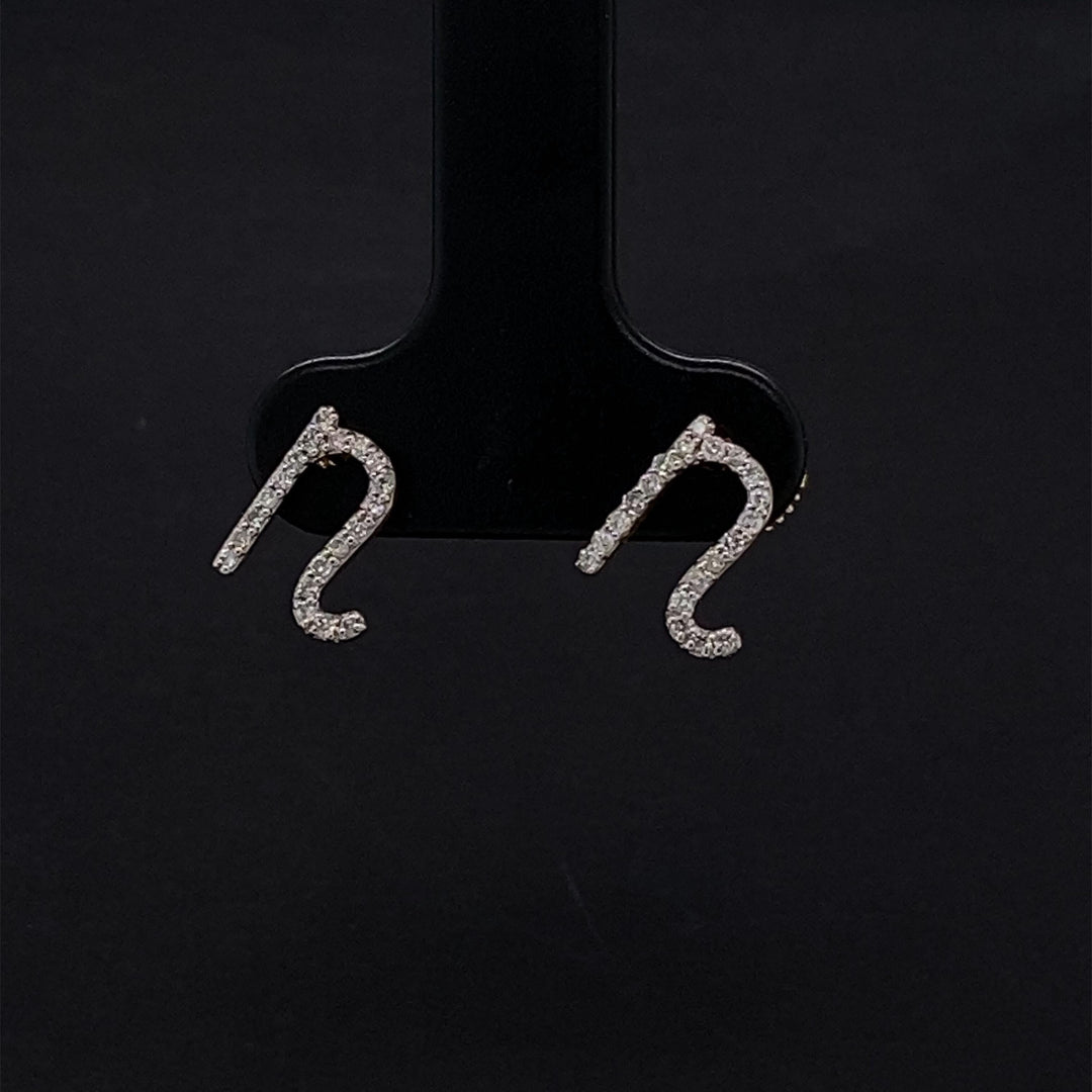 N Initial Stud Earrings, 14K Solid Gold, Natural Diamond Letter Earrings, Gift for Her, Monogram Personalized Jewelry, Custom Pave Studs