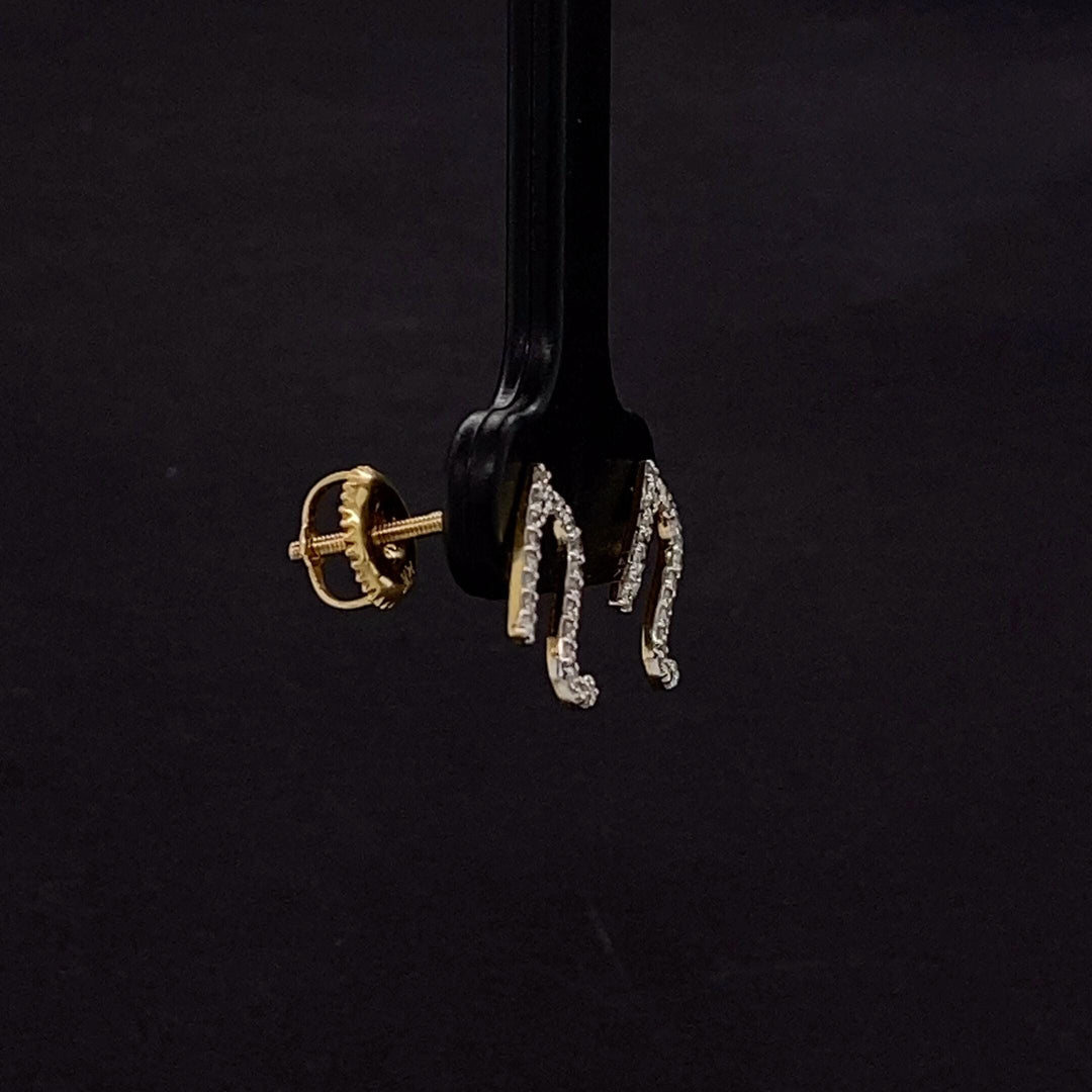 N Initial Stud Earrings, 14K Solid Gold, Natural Diamond Letter Earrings, Gift for Her, Monogram Personalized Jewelry, Custom Pave Studs