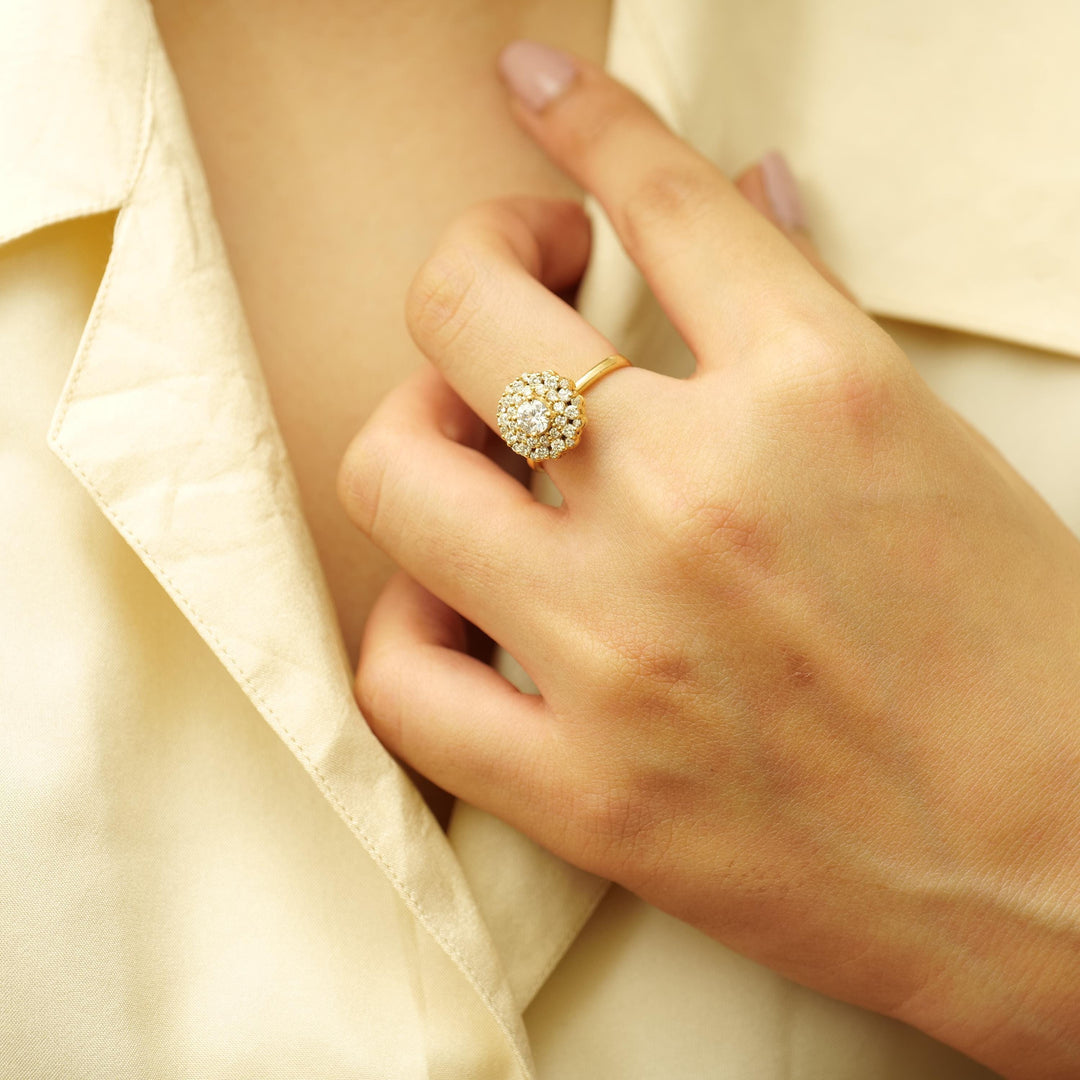 Floral Solitaire Engagement Ring, 14k Solid Gold, Natural Diamonds, Wedding Ring, Bridal Jewelry, Gift For Her