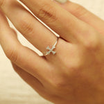 Load image into Gallery viewer, Cross Diamond Ring, 14k Solid Gold, Natural Diamonds, Stackable Handmade Jewelry, Minimalist Religious Ring, Ready To Ship, Women's Day Gift