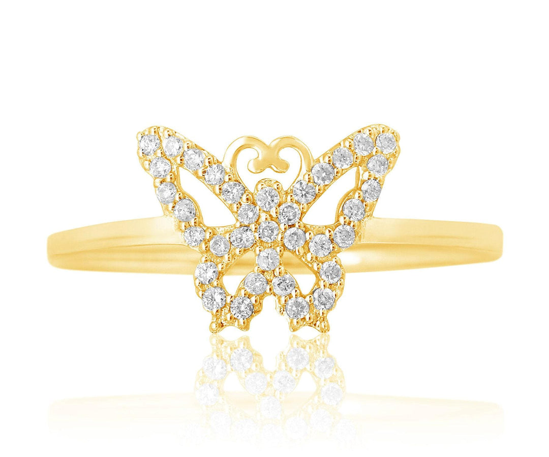 Butterfly Diamond Ring, 14k Solid Gold, Natural Diamonds, Animal Jewelry, Everyday Ring, Gift For Her