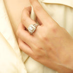 Load image into Gallery viewer, Round Solitaire Halo Diamond Ring, 14k Solid Gold, Natural Diamonds, Wedding Engagement Ring, Gift For Her