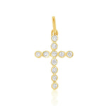 Load image into Gallery viewer, Diamond Cross Pendant, 14k Solid Gold, Natural Diamonds, Bezel Set Religious Jewelry, Everyday Minimalist Necklace With Adjustable Chain