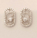 Load image into Gallery viewer, Filigree Diamond Stud Earrings, 14k Solid Gold, Natural Diamonds, Lightweight Everyday Earrings, Swirl Oval Jewelry