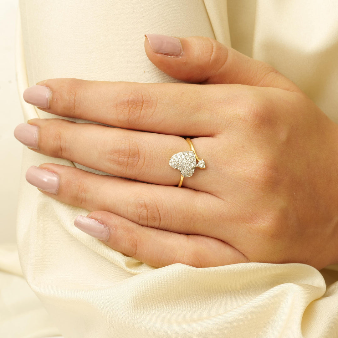 Diamond Heart Ring In 18K Solid Gold, Proposal Ring With Natural Diamonds, Ready To Ship, Women's Day Gift