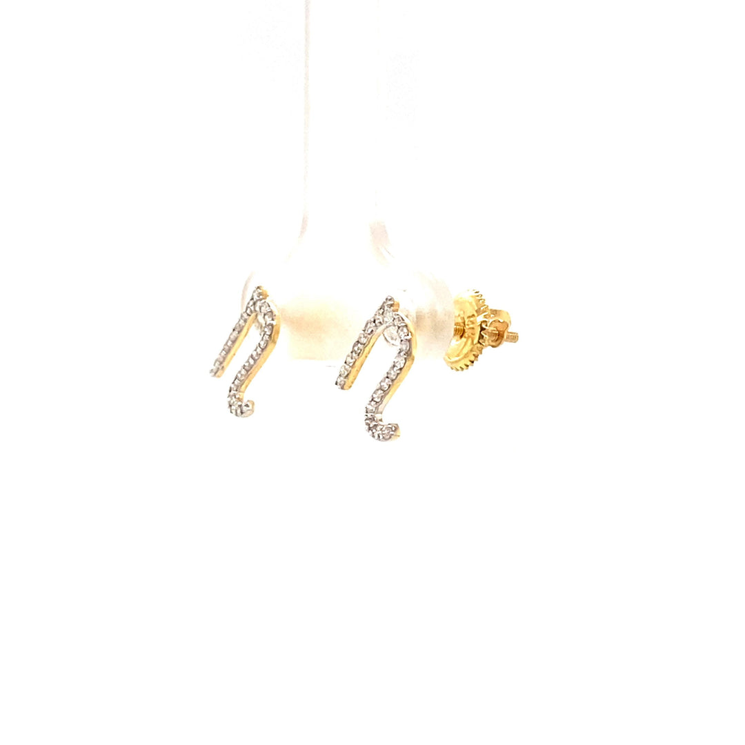 N Initial Stud Earrings, 14K Solid Gold, Natural Diamond Letter Earrings, Gift for Her, Monogram Personalized Jewelry, Custom Pave Studs