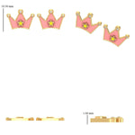 Load image into Gallery viewer, Kids Crown Diamond Stud Earrings, 14k Solid Gold, Natural Diamonds, Pink Enamel Princess Jewelry,  Ready To Ship, HRD Certified