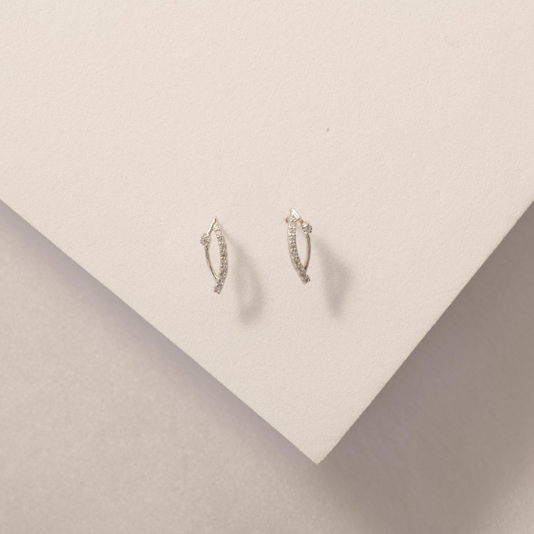 Leaf diamond Stud Earrings , 14k Solid Gold Prong Light Weight , Natural Diamonds , Gift For Her