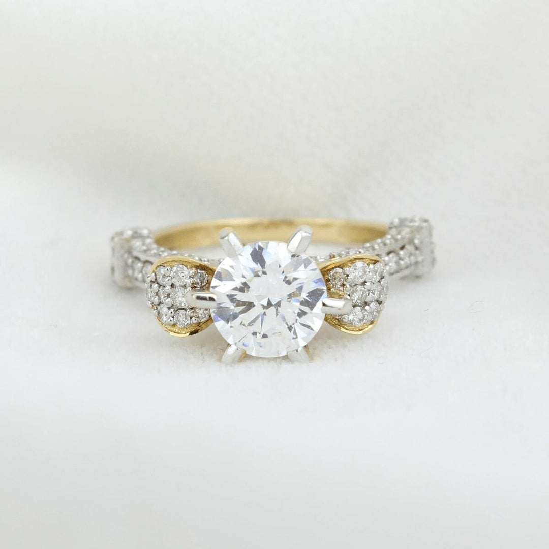 Solitaire Rose Design Diamond Ring, 14k Solid Gold Engagement Gift, Moissanite Ring, Gift For Her