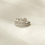 Load image into Gallery viewer, Leaves Diamond Band Ring, 14k Solid Gold, Statement Ring, Round and Baguette Natural Diamond, Crown Wrap Bypass Ring, Gift For Her