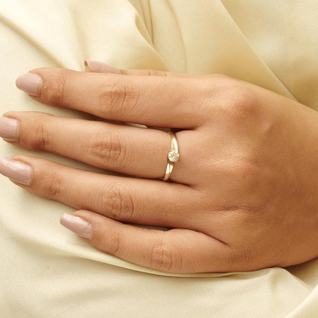 Solitaire Engagement Dual Tone Ring , 14k Solid Gold , Engagement Ring , Natural Diamonds , Wedding Bridal Ring , Gift For Her