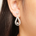 Load image into Gallery viewer, Teardrop Natural Diamond Drop Earrings: 14k Solid Gold Dangle Earrings, IGI Certified, Ready To Ship