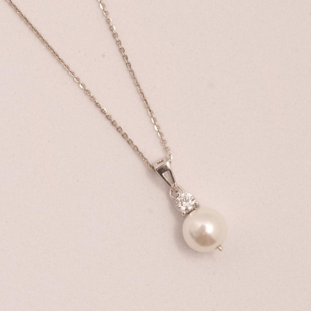 Pearl Diamond Pendant Necklace, 14k Solid Gold,  Natural Diamonds, Gemstones Solitaire Jewelry, Minimalist Stacking Pendant, Bridal Necklace