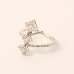 Load image into Gallery viewer, Cocktail Diamond Crossover Ring, 14k Solid Gold, Illusion Statement Ring, Round and Baguette Natural Diamonds, Gift For Her