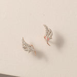 Load image into Gallery viewer, Angel Wing Diamond Stud Earrings, 14k Solid Gold, Natural Diamonds, Cluster Pave Setting, Everyday Minimalist Earrings,Women's Day Gift