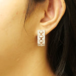 Load image into Gallery viewer, Marquise Diamond Huggie Earrings, 14k Solid Gold, Natural Diamonds, Halo Cocktail Jewelry, Geometric Statement Earrings, Wedding Huggies