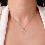 Load image into Gallery viewer, Arrow Cross Diamond Pendant, 14k Solid Gold, Natural Diamonds, IGI Certified, Spiritual Adjustable Necklace, Everyday Jewelry, Gift For Her