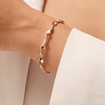 Load image into Gallery viewer, Wavy Natural Diamond Pave Cuff Bracelet: 14k Solid Gold Stackable Minimalist Jewelry, IGI Certified, Ready To Ship