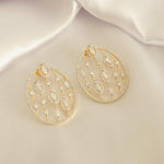 Load image into Gallery viewer, Open Circle Natural Diamond Earrings: 14k Solid Gold Halo Marquise Cocktail Studs, Statement Jewellery, Certified Jewelry