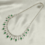 Load image into Gallery viewer, Halo Emerald Diamond Drop Necklace, 14k Solid Gold, Natural Diamond, Illusion Baguette Gemstone Necklace, Jewelry, Statement Wedding Jewelry