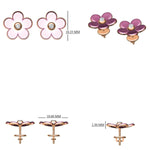 Load image into Gallery viewer, Diamond Flower Kids Earrings, Pink Enamel Floral Studs, 14k Solid Gold, Natural Diamonds, Gift for toddlers/girls/kids, Ready To Ship