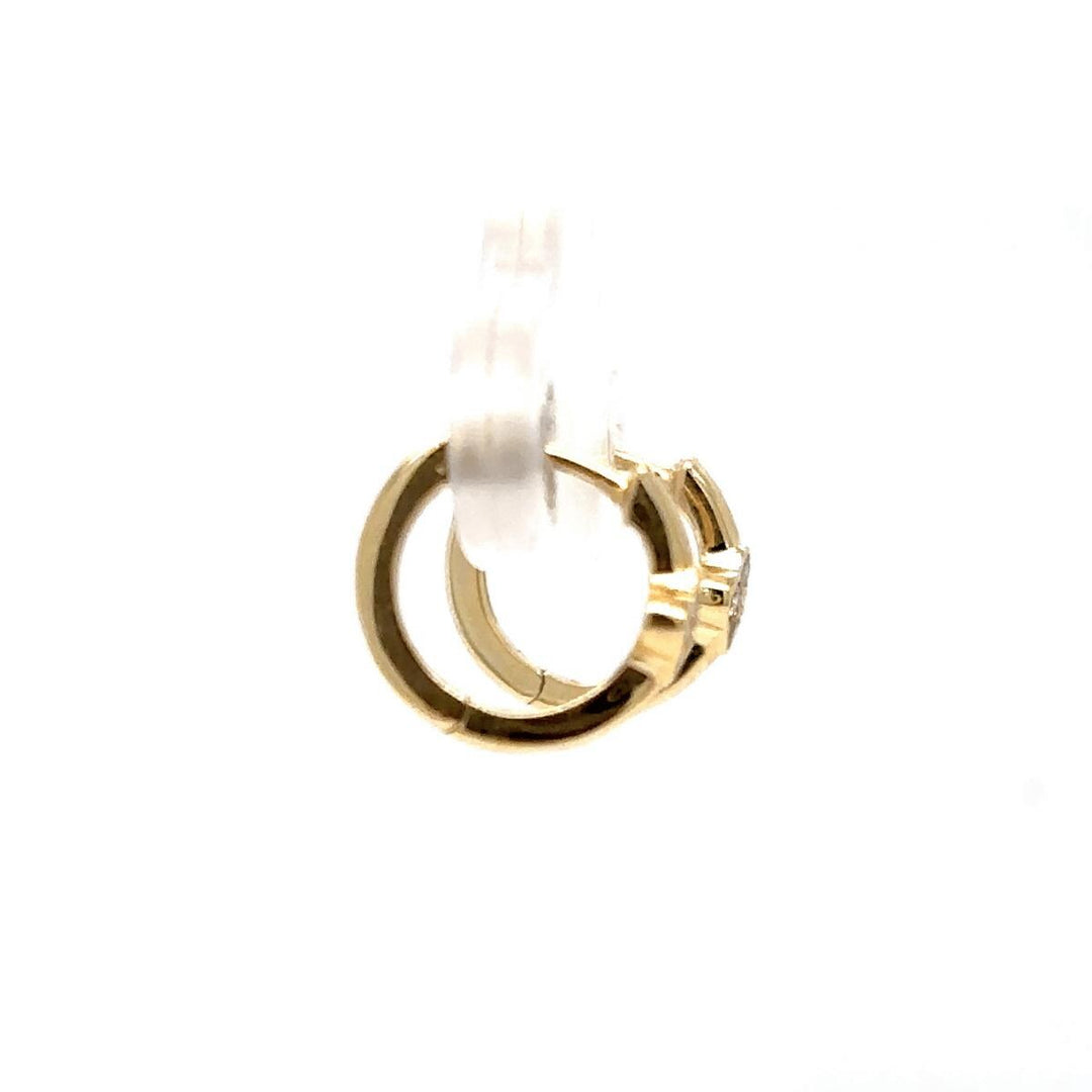 Diamond Clover Huggie Kids Earrings, 14k Solid Gold, Natural Diamonds, Kids jewelry,   Everyday Hoops, Gift for toddlers, girls and kids