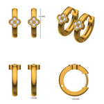 Load image into Gallery viewer, Diamond Clover Huggie Kids Earrings, 14k Solid Gold, Natural Diamonds, Kids jewelry, Everyday Hoops, Gift for toddlers, girls and kids